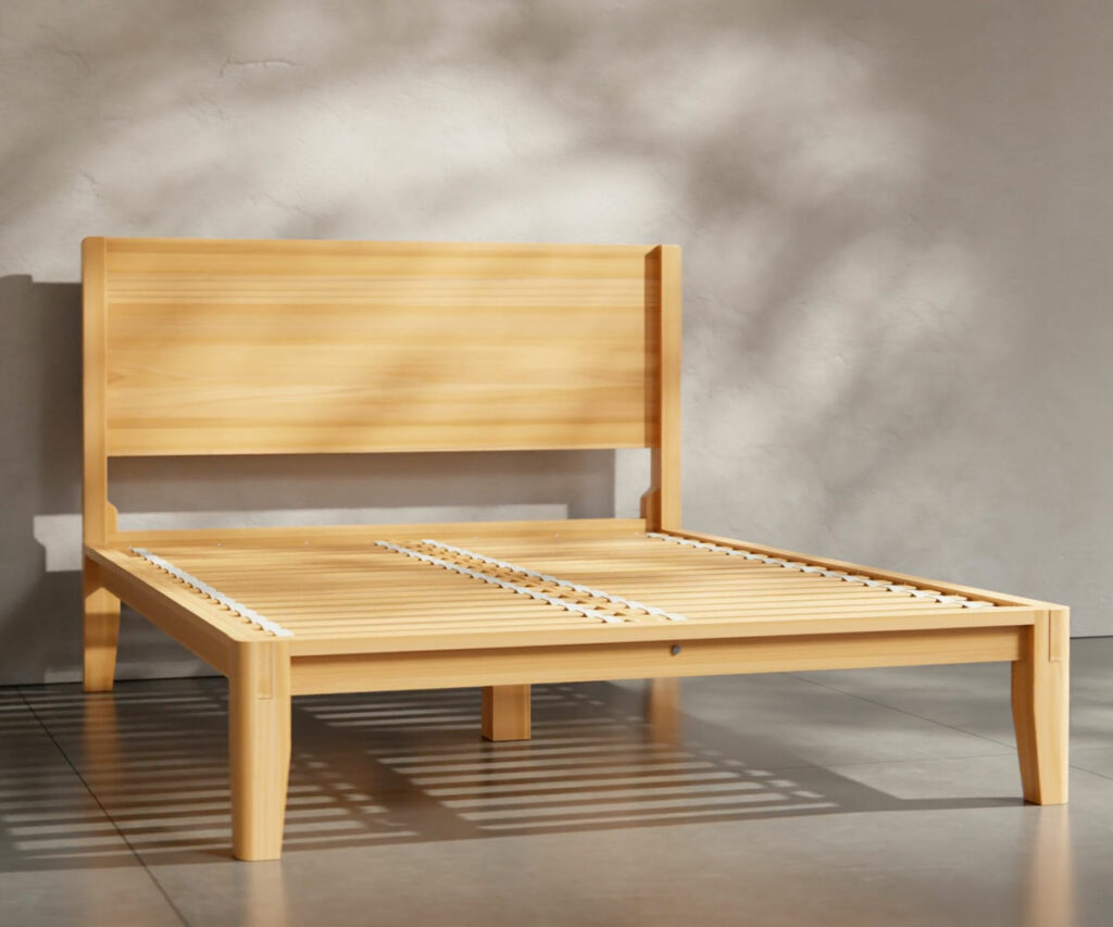 Bed frame in a room setting